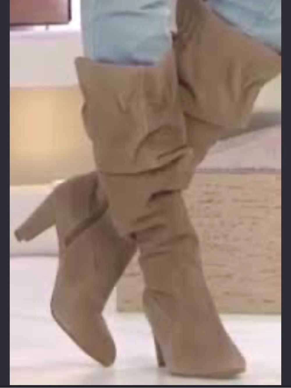 Hot in Hollywood Slouch Over-the-Knee Boots in Taupe NIB